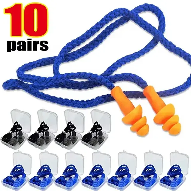 Soft Noise-Reduction Earplugs with Cord 2