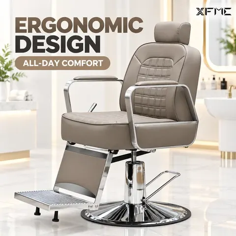 Reclining Hydraulic Barber Chair With Headrest