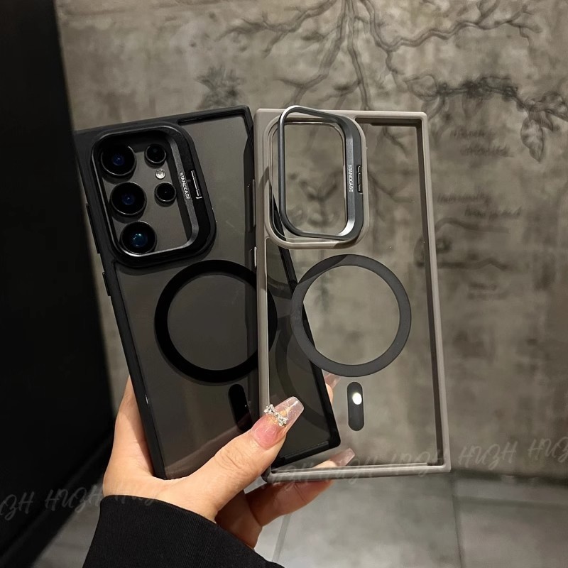 Magnetic Lens Protection Stand Acrylic Phone Case for 4