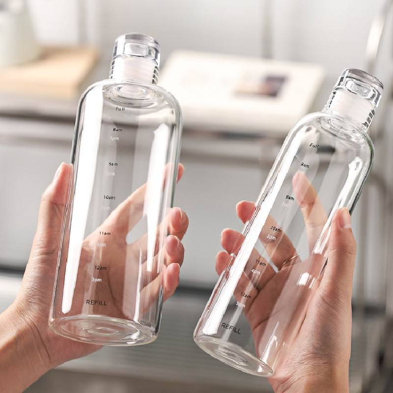 Luxury Glass Water Bottle with Time Scale