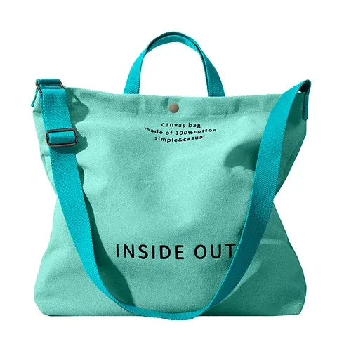 Striped Canvas Shoulder Bag for Women