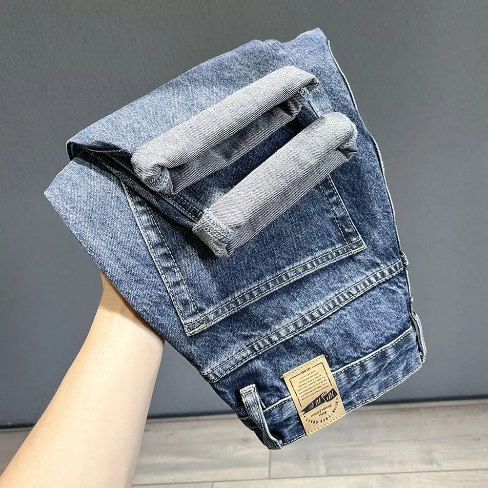 Koreanische Vintage Lose Verjüngt Männer Jeans Mode High 4