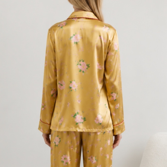 Long Sleeve Printed Silky Satin Pajama 4