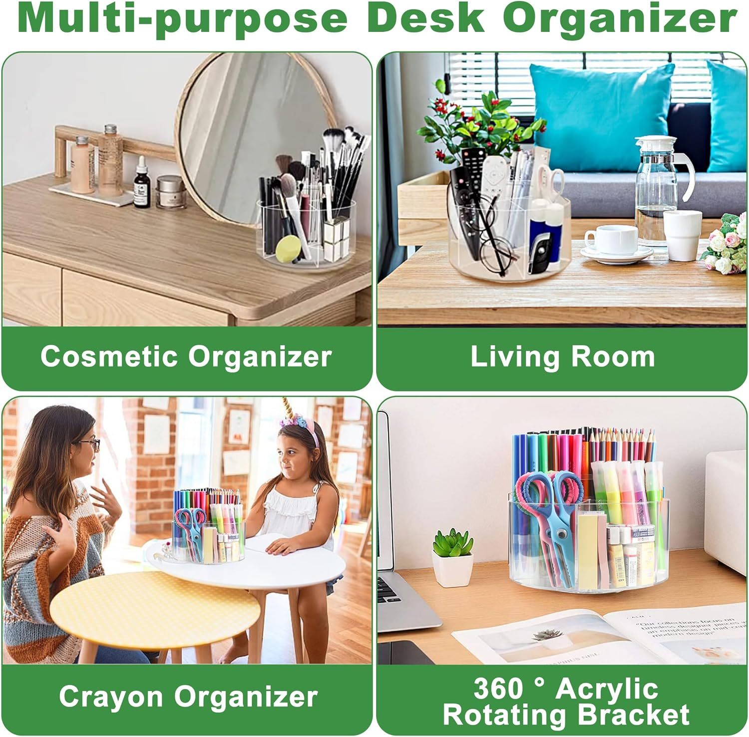 360-Degree Rotating Clear Acrylic Desk Organizer for Home 3