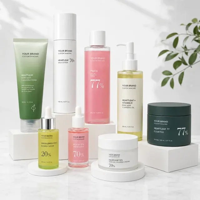 Private Label Facial Skincare Set Toner Serum Cleansing 4
