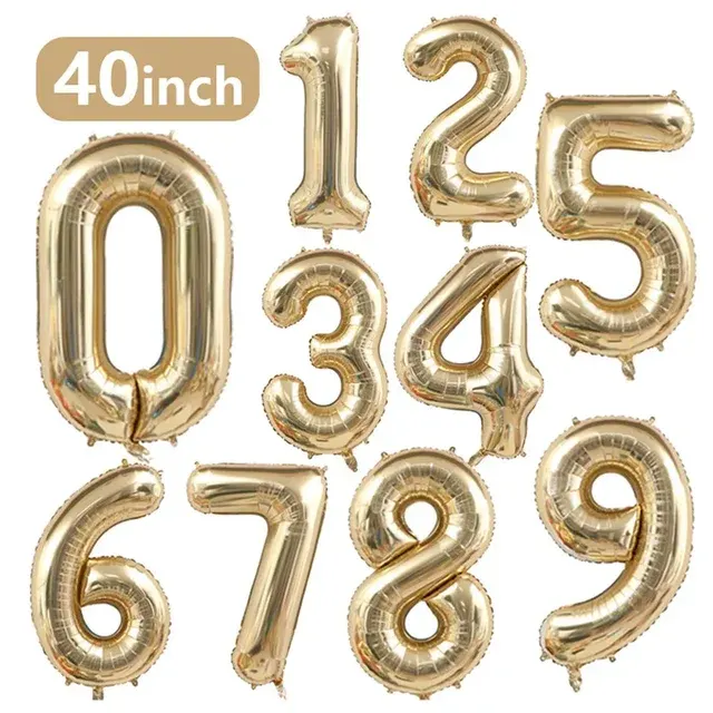 White Gold 40-Inch Number Foil Balloon 1