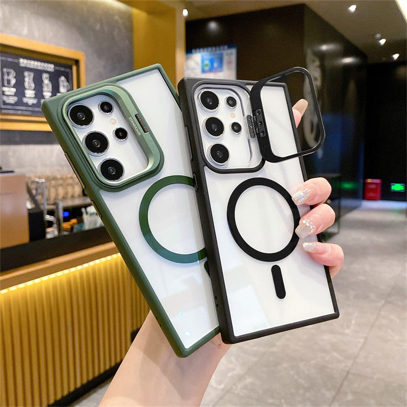 Magnetic Lens Protection Stand Acrylic Phone Case for 3