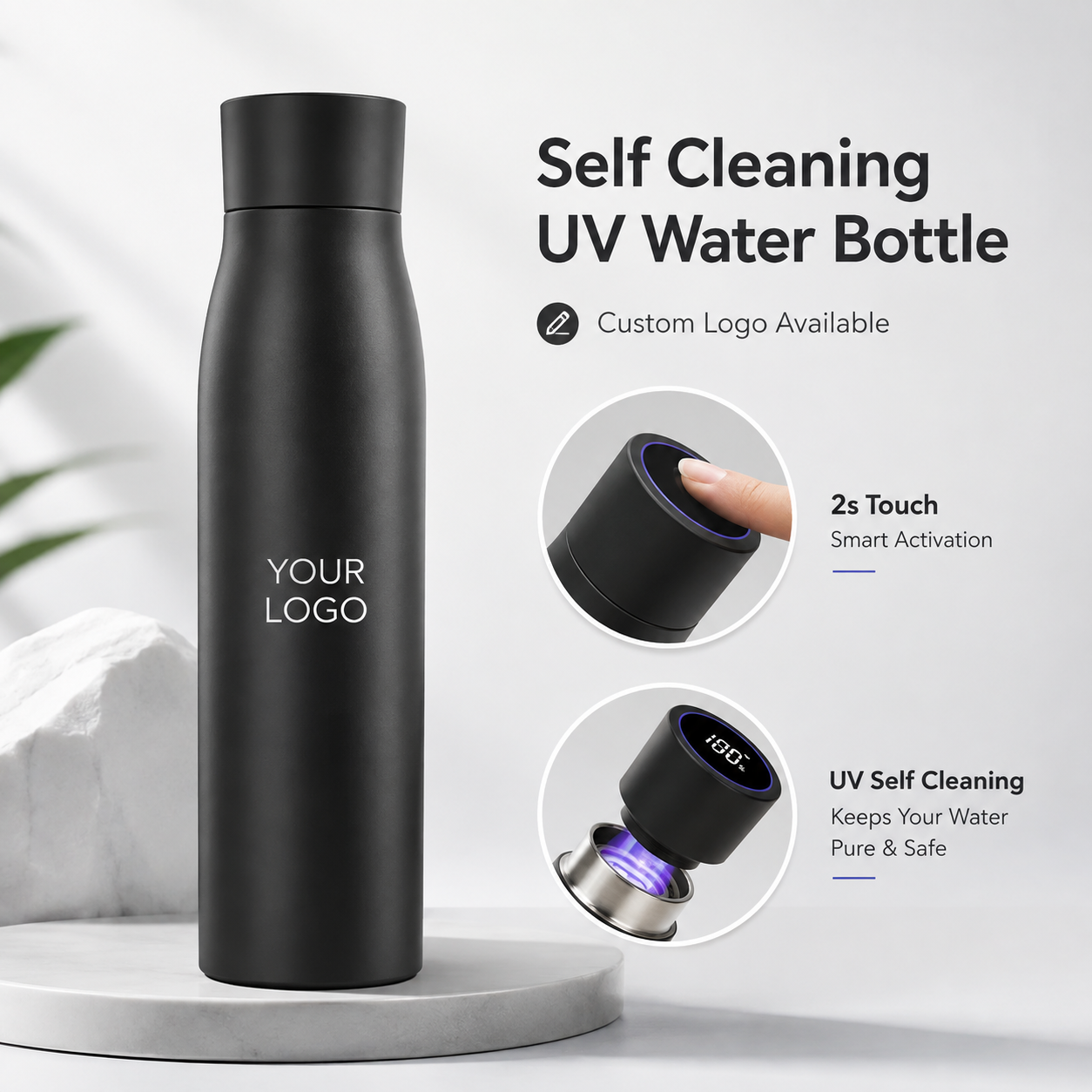 Stainless Steel UV-C Self-Cleaning Bottle