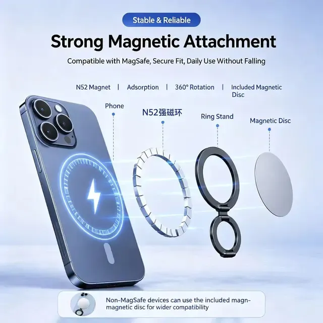 Foldable Metal Magnetic Phone Holder 3