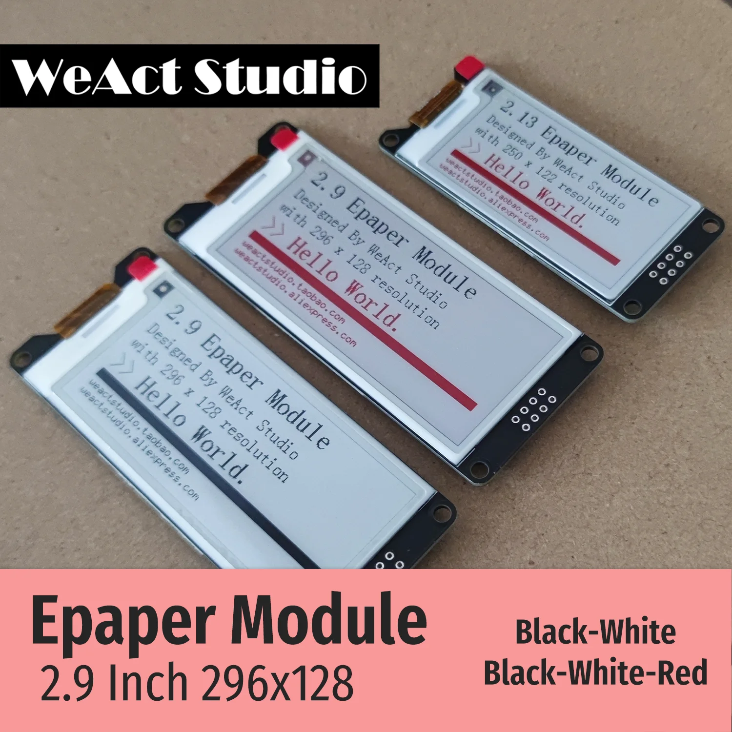 2.9-Inch E-Paper Display Black White Red 3