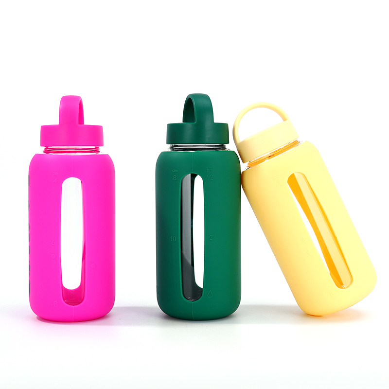 Motivational Water Bottle 800ml Borosilicate Glass Mug With 3