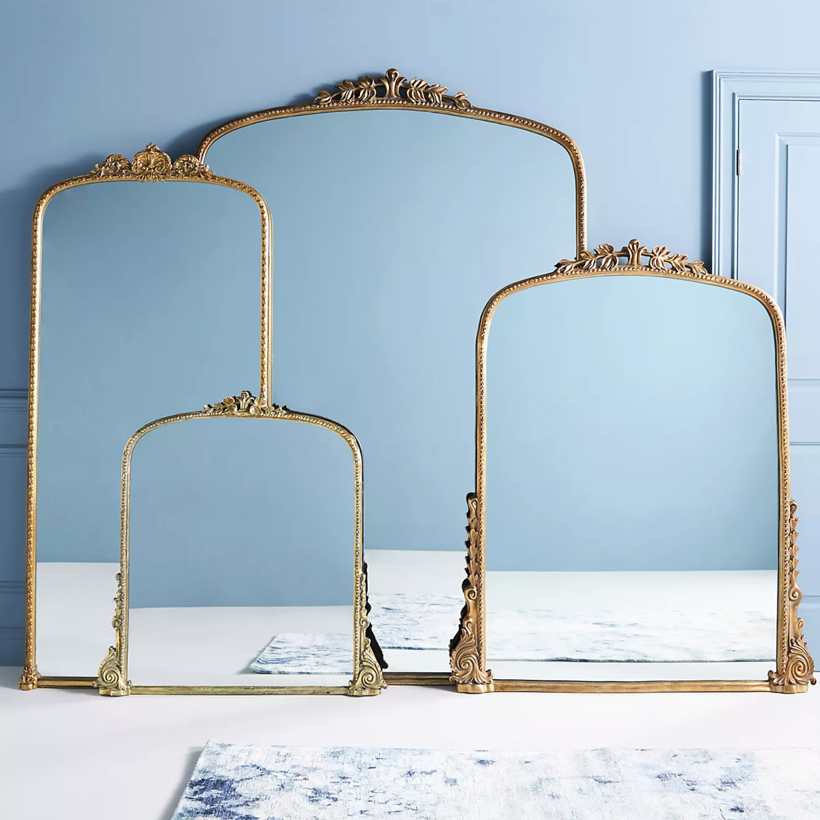 Antique Gold Filigree Wood Arch Mirror