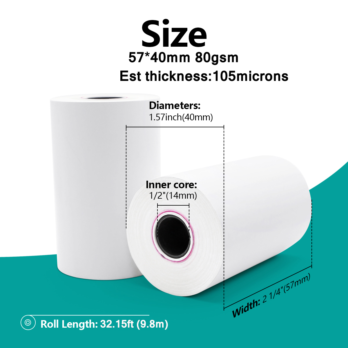 Thermal Paper Rolls Customizable 57mm X 30 40 2