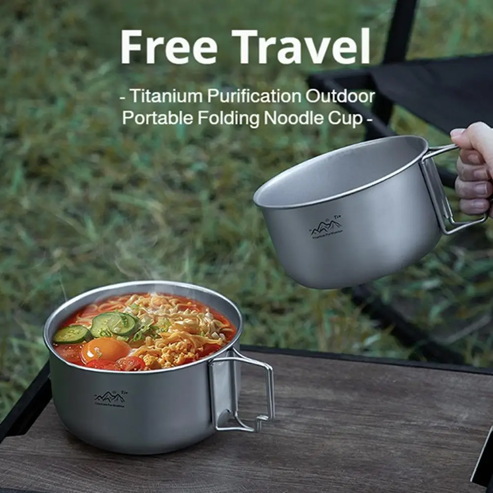 Titan-Campingtopf Ultraleichter Tragbarer Titan-Legierungstopf mit Griff für Backpacking 3