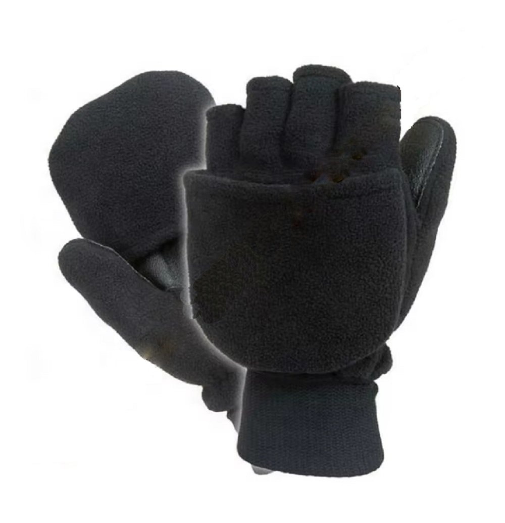 Thermo-Fleece-Lederhandschuhe mit Halbfingern 3