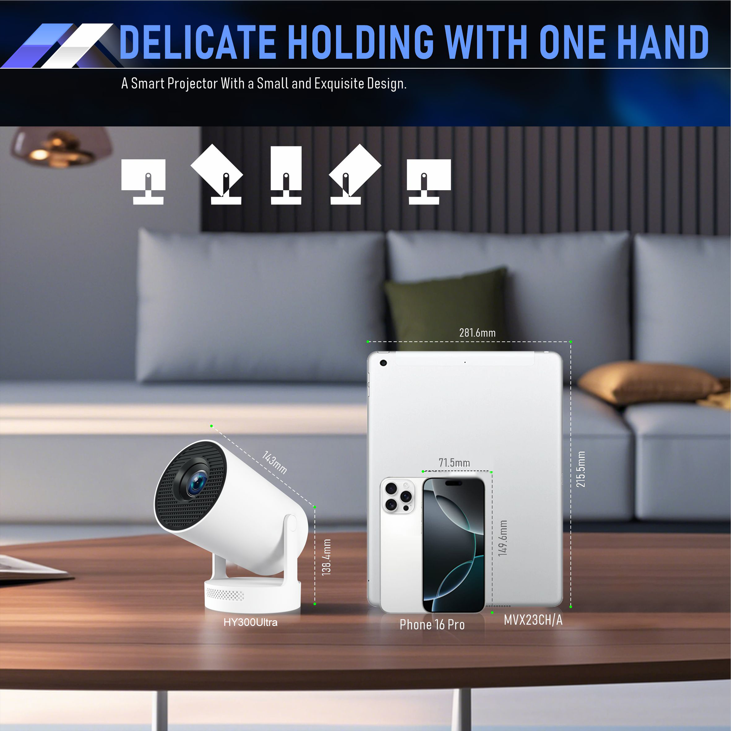 4K Outdoor Mini Projector with Speaker 3