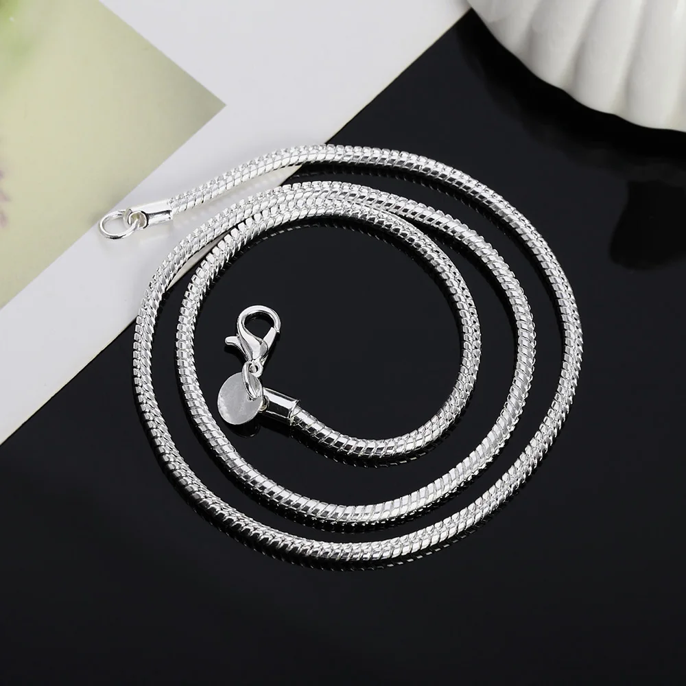Bestseller 20-60cm 925 Sterling Silber 3mm Schlangenkette Halskette 2