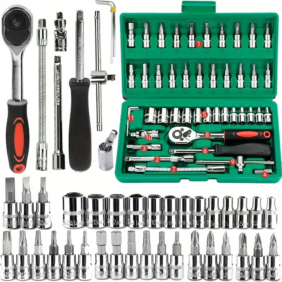 46-Piece 1/4 Inch Socket Wrench Set 3