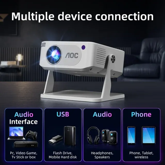Portable 720p Mini Projector with Stand 4