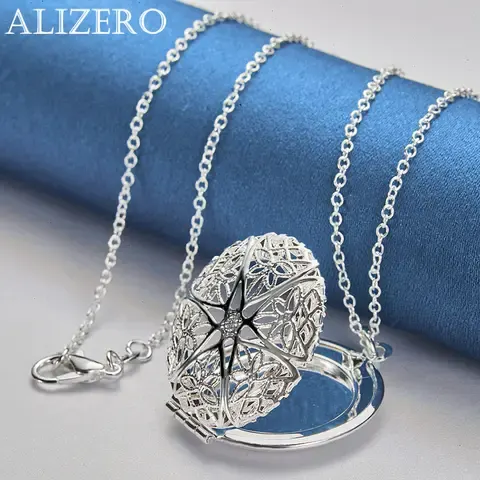ALIZERO Sterling Silver Round Pendant Necklace