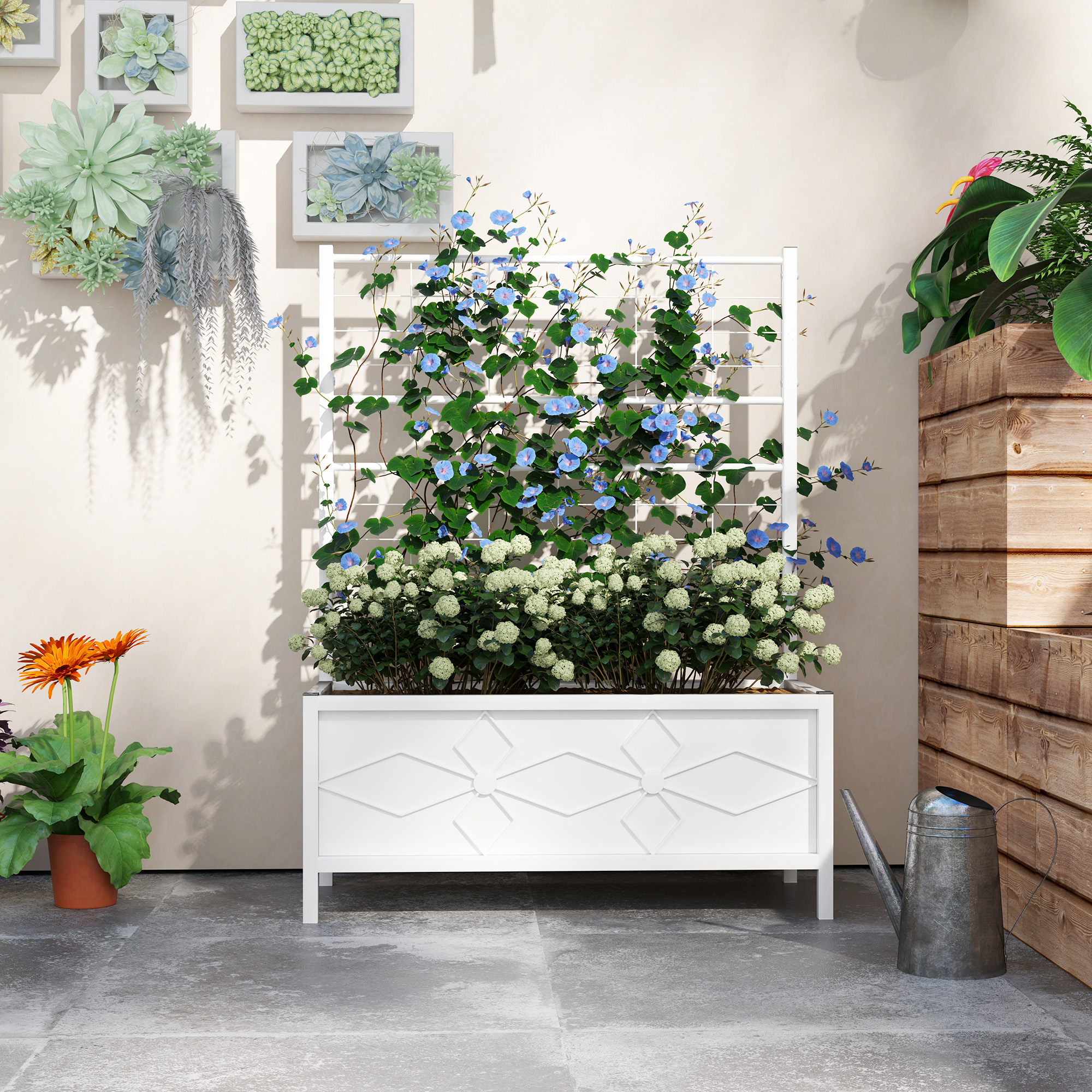 Outdoor Planter Box Galvanized Raised Garden Bed With