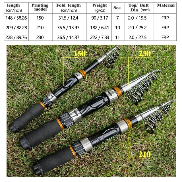 Compact Travel Telescopic Fishing Rod 2.3 m 2