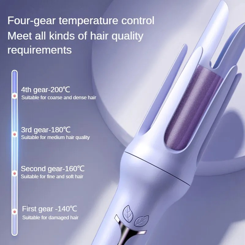 Temperature Control Heated LED Rotating Curling Hair Styling 3