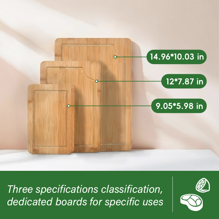 FSC Certified 3-Piece Bamboo Chopping Block Set 3