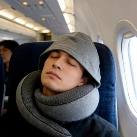 Hooded Memory Foam Airplane Travel Pillow