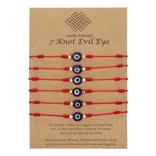 7-knot Evil Eye Bracelet 6 Pack Blue Paper