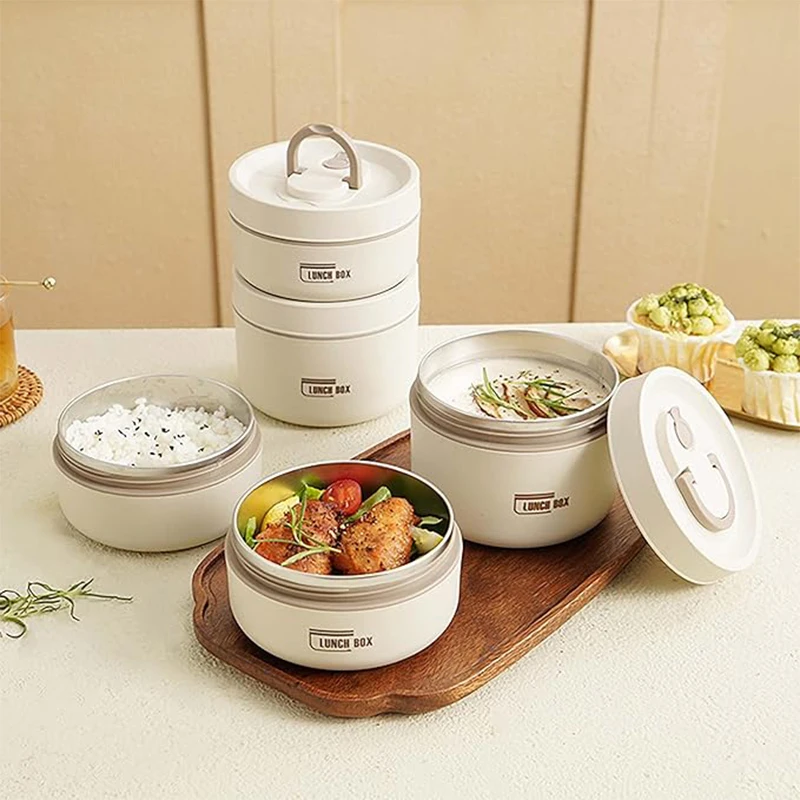Tragbares Isoliertes Lunchbehälter-Set für Lebensmittel mit Thermo-Lunchbox 3 2