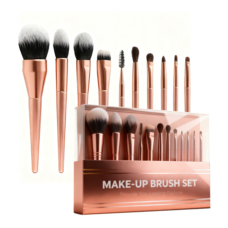 Rose Gold Makeup Brush Set with Case