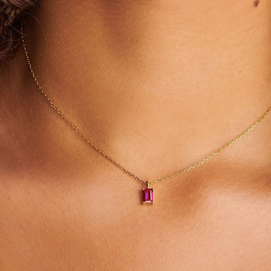Stainless Steel Zodiac Birthstone Pendant Necklace 2