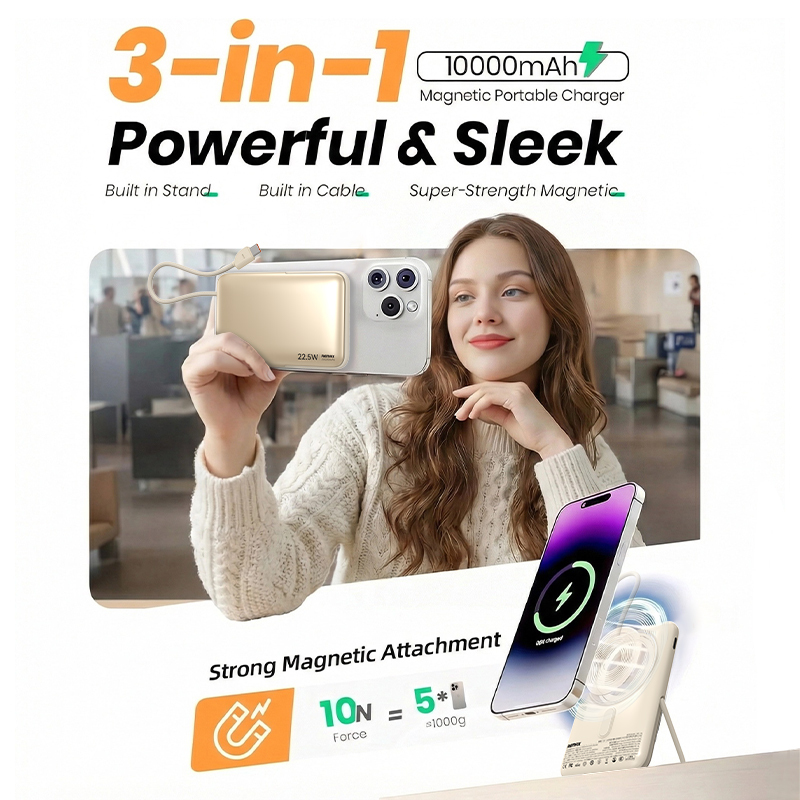 3-in-1 Power Bank 10000mAh Foldable Stand 3