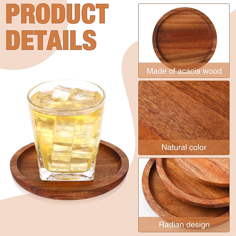 Acacia Wooden Coaster Set with Holder 2