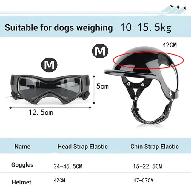 Hundehelm und Schutzbrille für Kleine Mittelgroße Hunde Haustierbrille 2