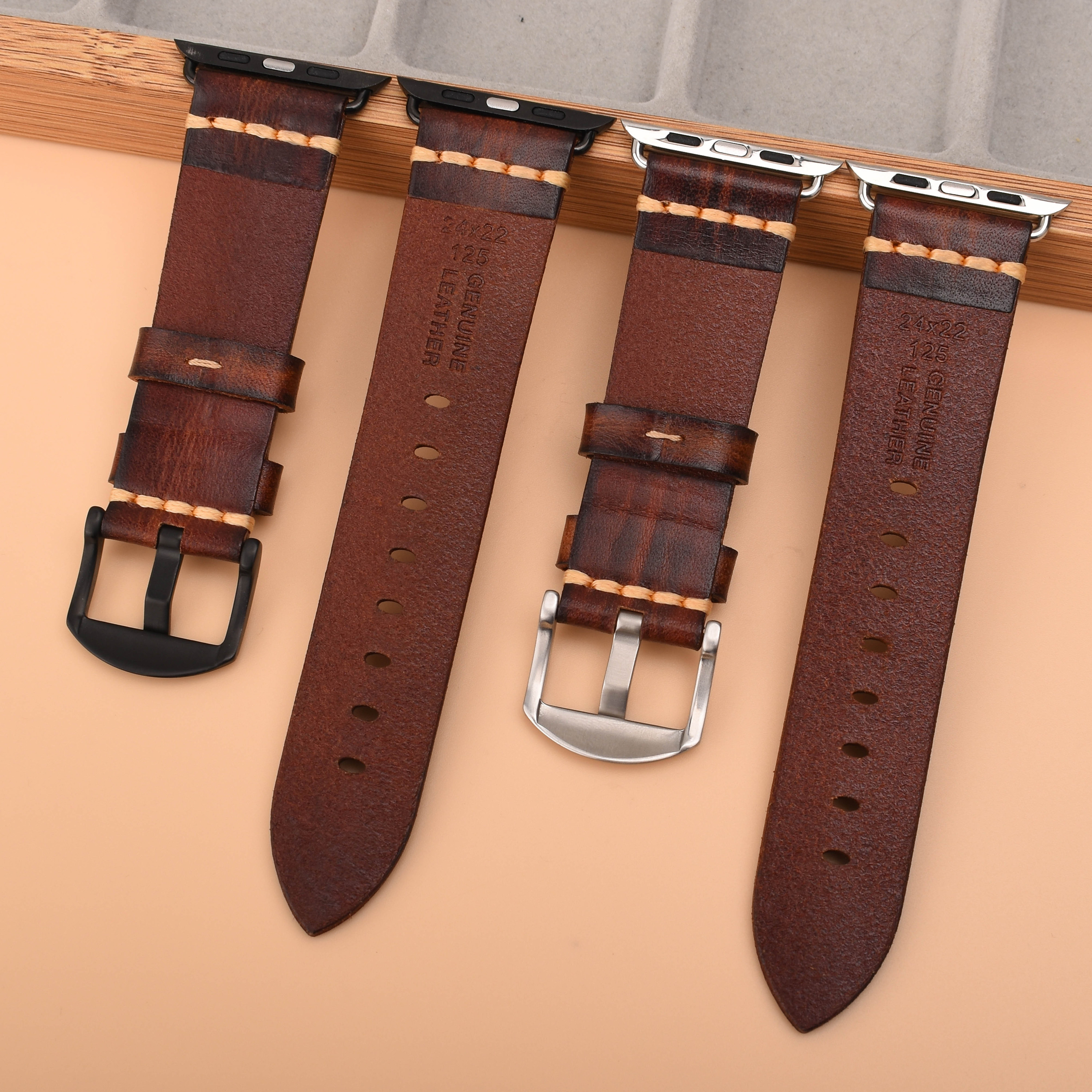 For Apple Watch Strap Series 8 Genuine Leather 2