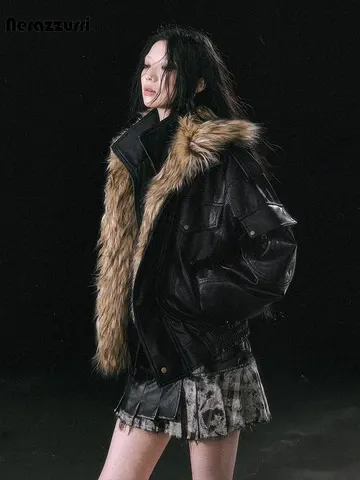 Damen-Kunstlederjacke