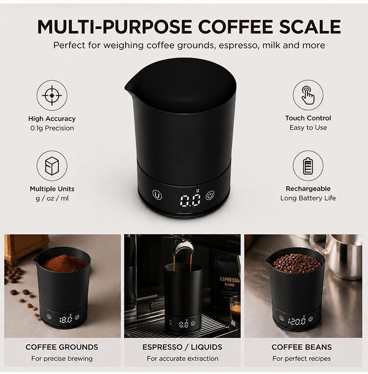 1kg Edelstahl-Kaffeewaage mit Batteriewarnung 2