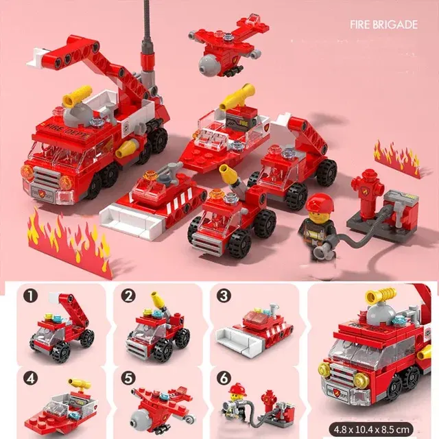 Fire Truck Building Blocks Set 4