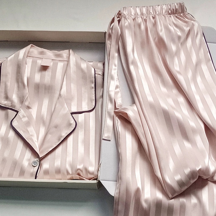 Luxury Striped Satin Pajama Set Women 3