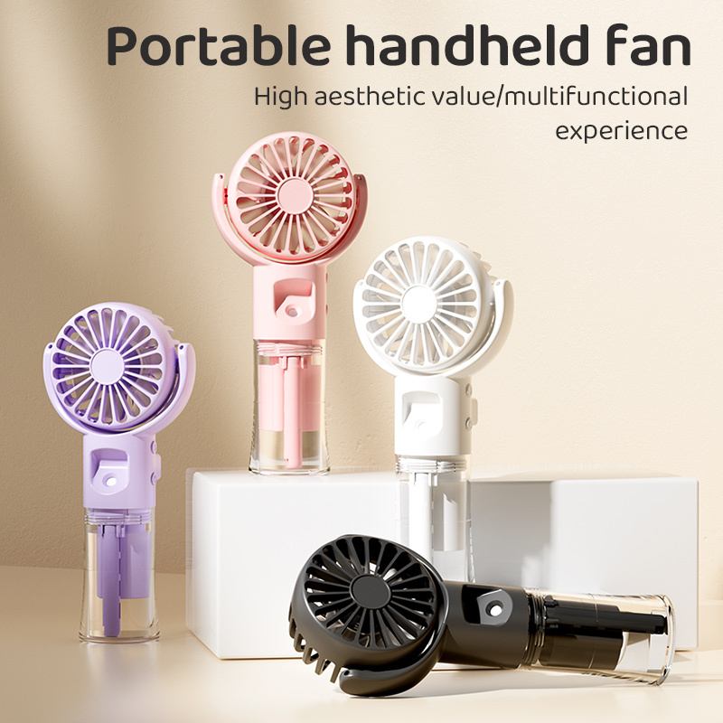 USB Rechargeable Mini Handheld Water Mist Fan 4-Speed