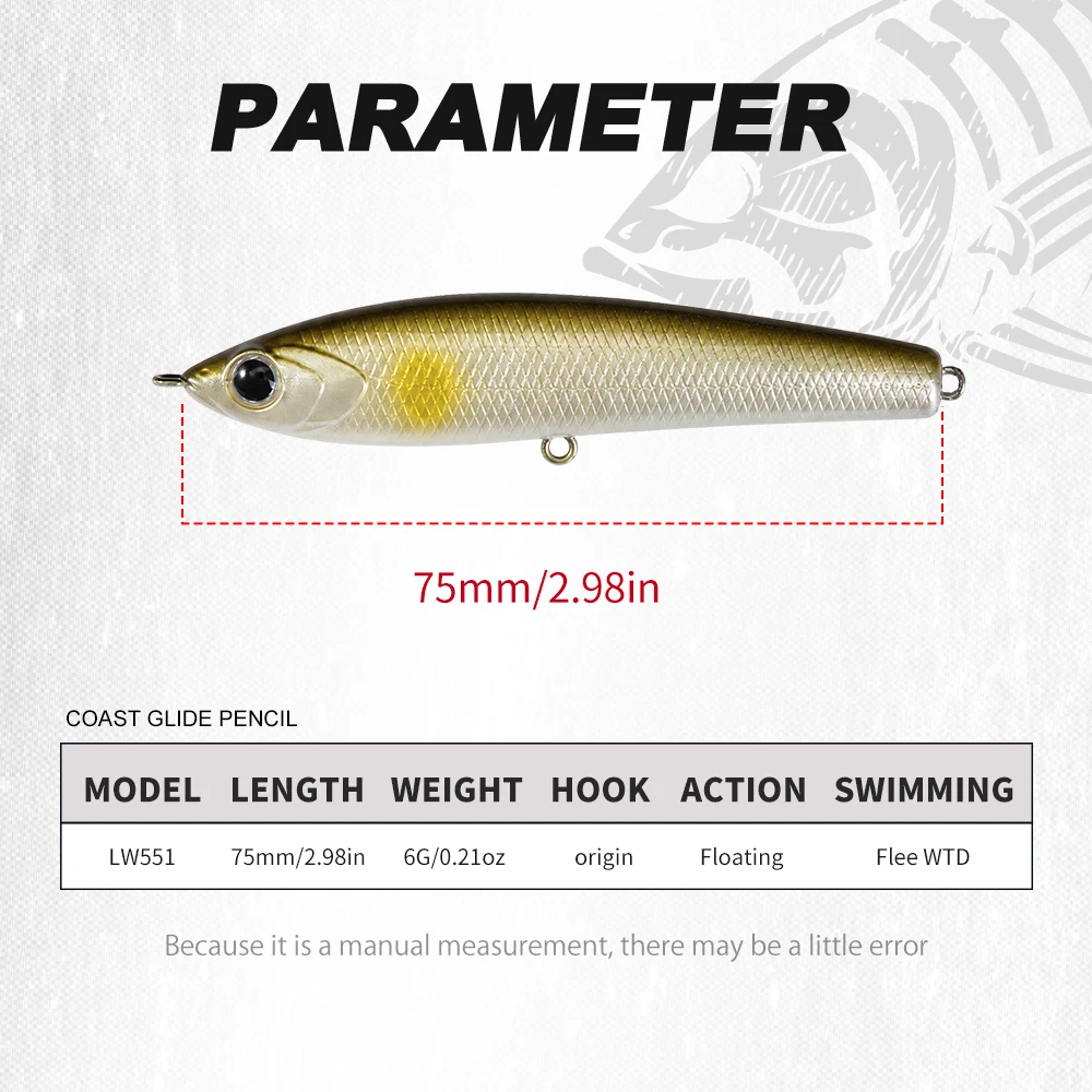 Oberflächen-Stickbait 75 mm, 6 g 2