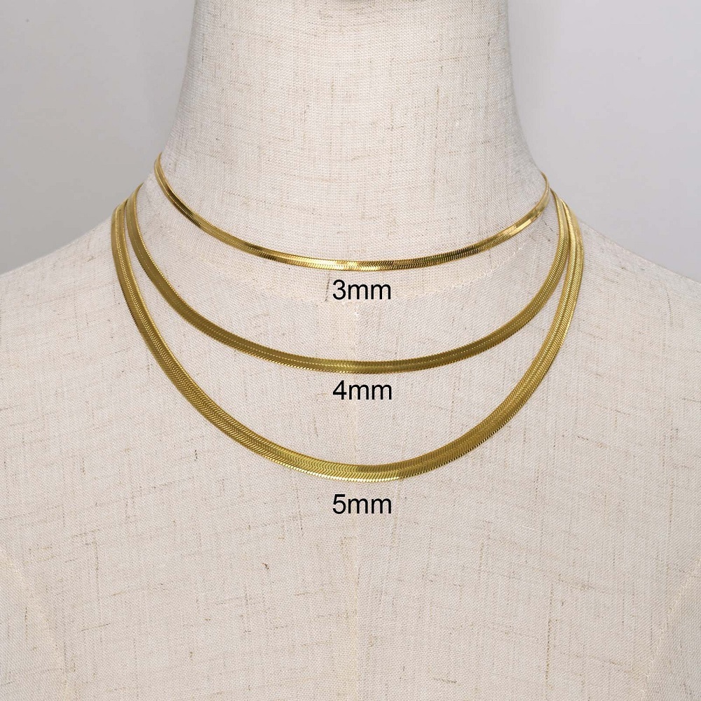 High End 18K PVD Gold Plated Herringbone Choker 4