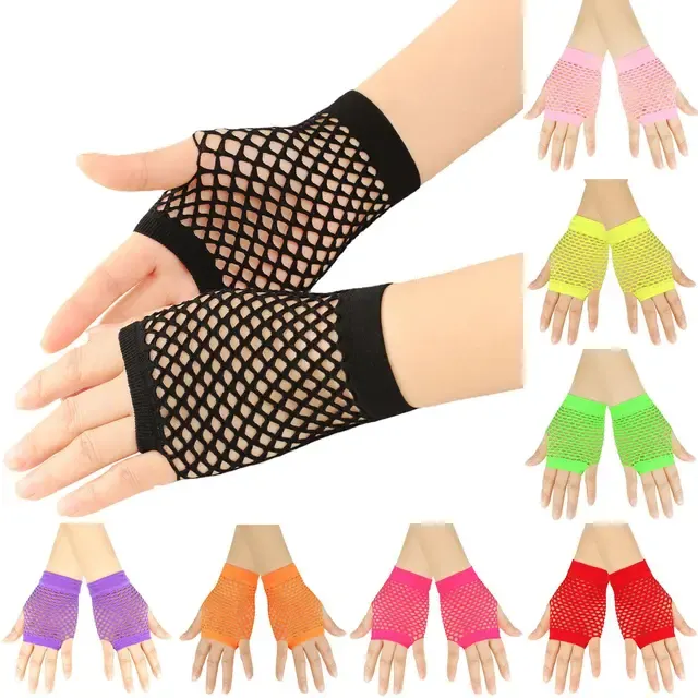 Short Fingerless Fishnet Gloves 2
