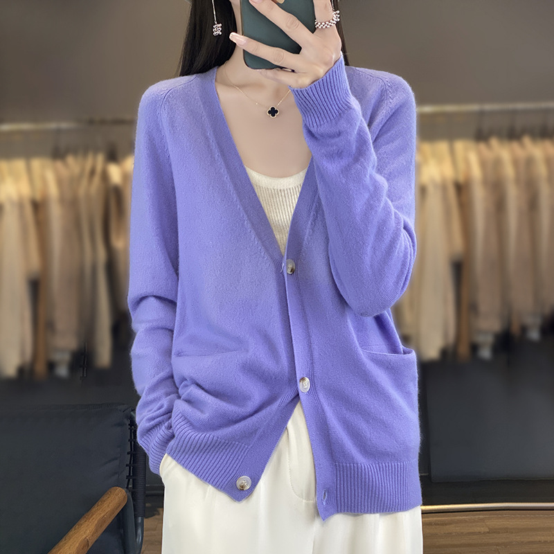 Knitwear Cardigan Outer Wear Short Sweater With Pocket