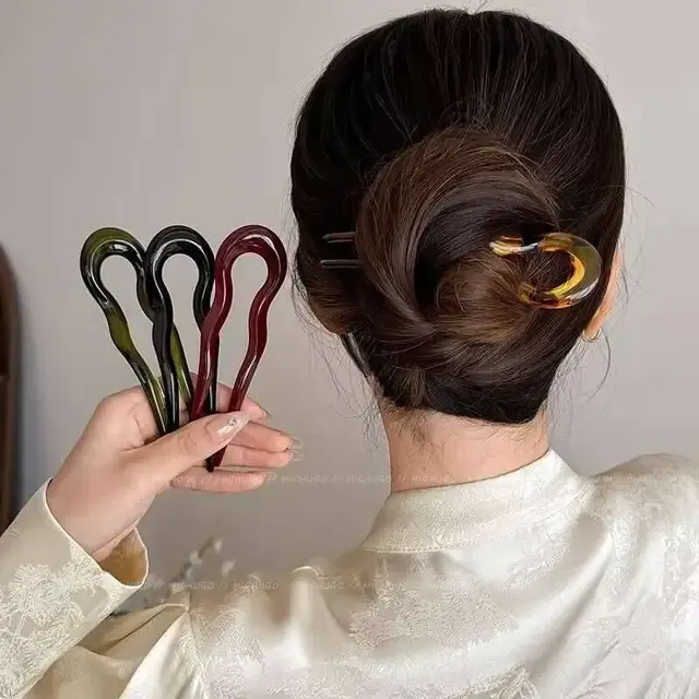 Geometric Tortoiseshell Acetate U-Hairpin 2