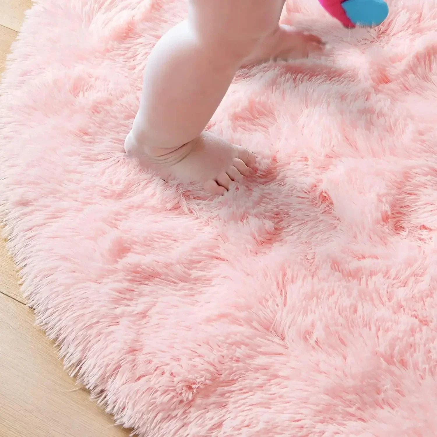 Superweiche Runde Plüsch-Teppichmatte Flauschige Weiße Teppiche für Wohnzimmer 4