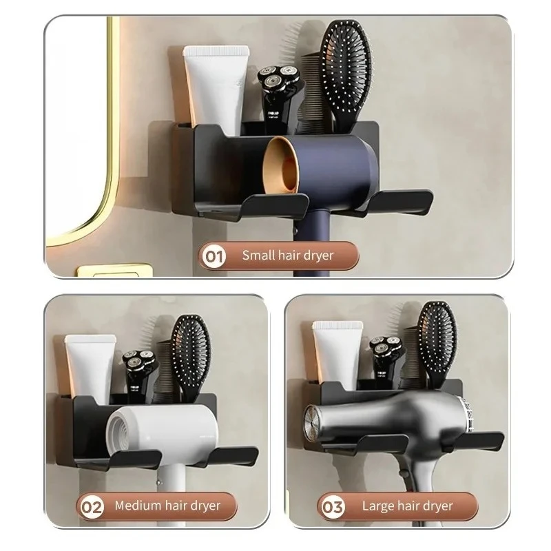 Wandmontierter Haartrocknerhalter Ständer Badezimmer-Organizer Toiletten-Blasertrockner-Ablage Haartrockner-Aufbewahrungszubehör 4