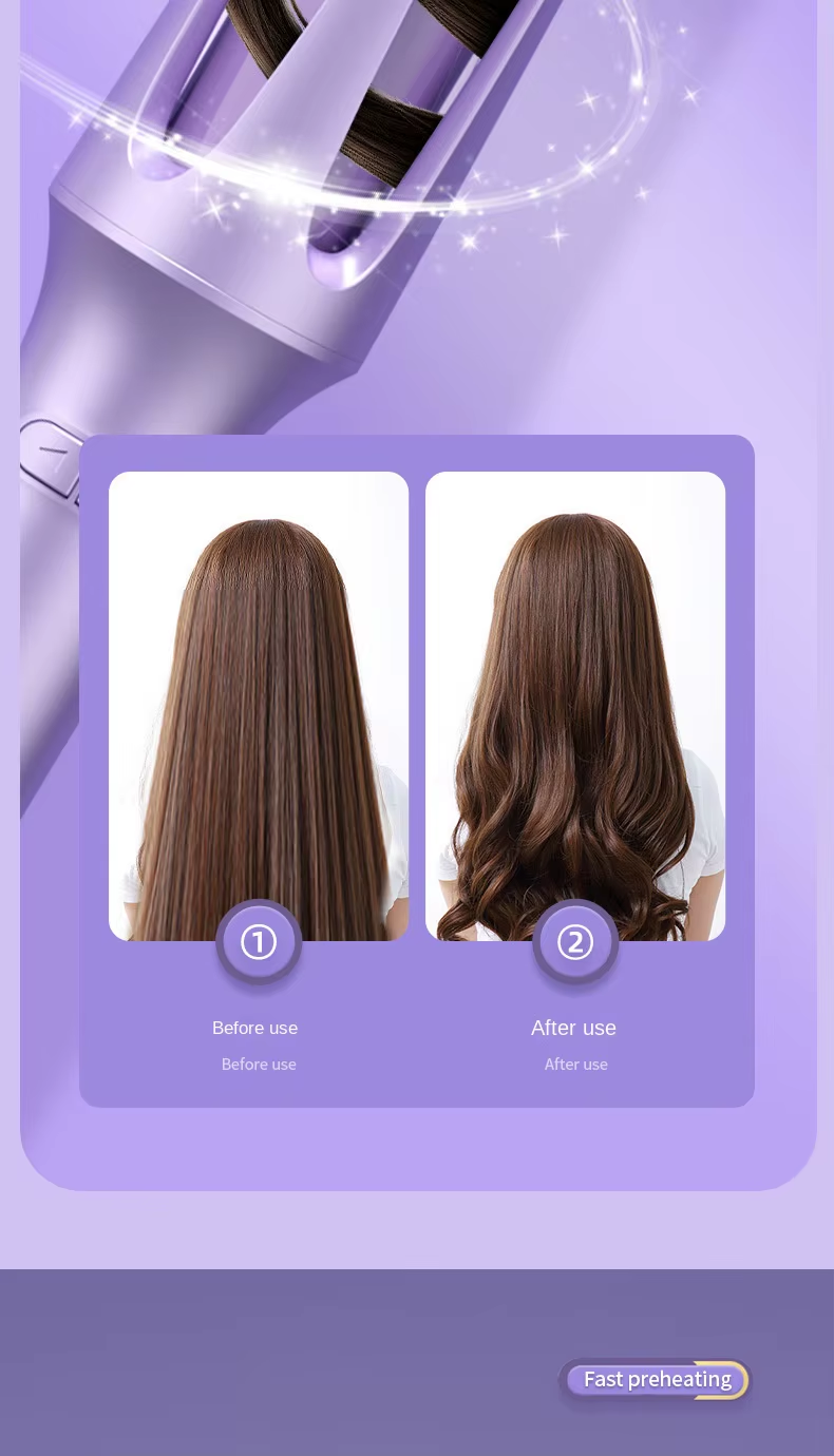 35W Cordless Automatic Hair Curler LCD Ceramic Rotating 3